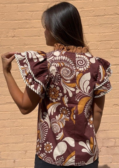 Paisley Flutter Sleeve Top