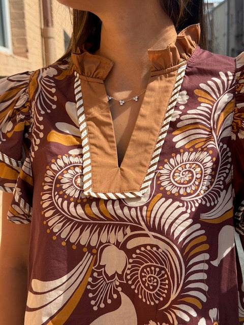 Paisley Flutter Sleeve Top